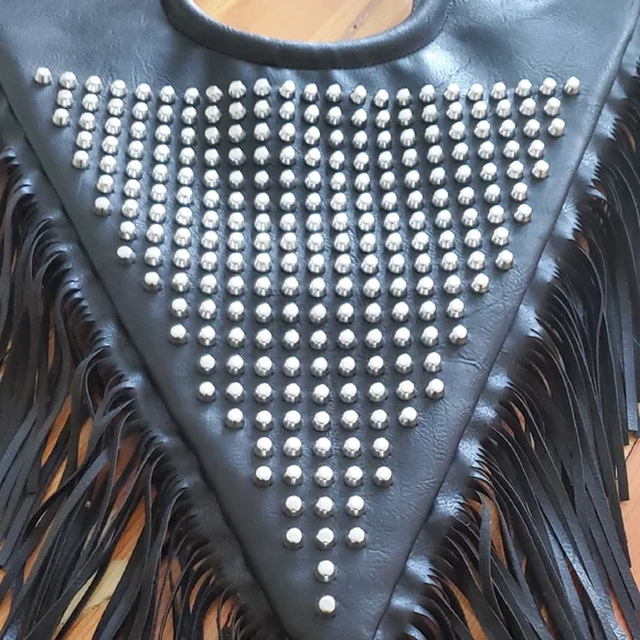Black Fringe Studded Bag - Picture 3 of 6